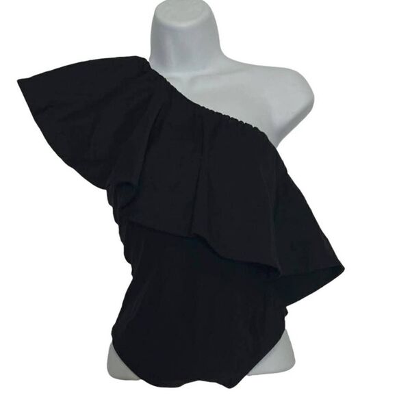 Alix NYC bodysuit revolve‎ moore black ruffle one shoulder size XS - Picture 1 of 9